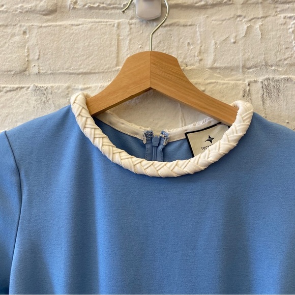 Tuckernuck || Newport Blue Zeppelin Dress Cutout High Neck Midi Small - Picture 5 of 10